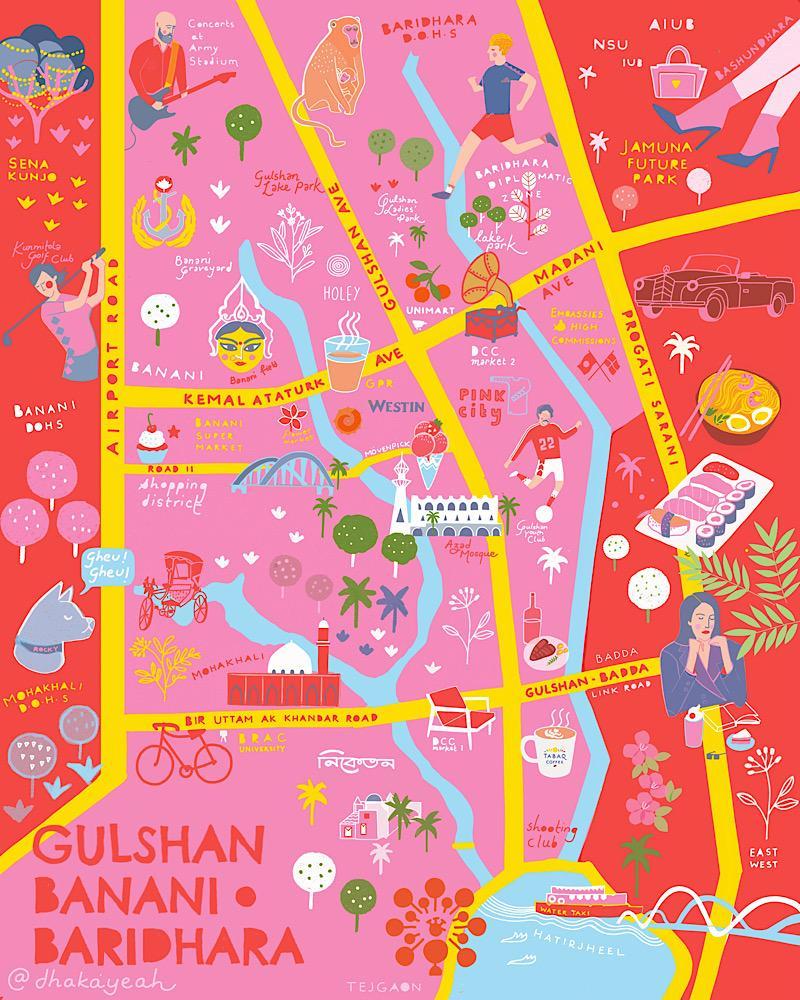 Gulshan, Banani and Baridhara Illustrated Map